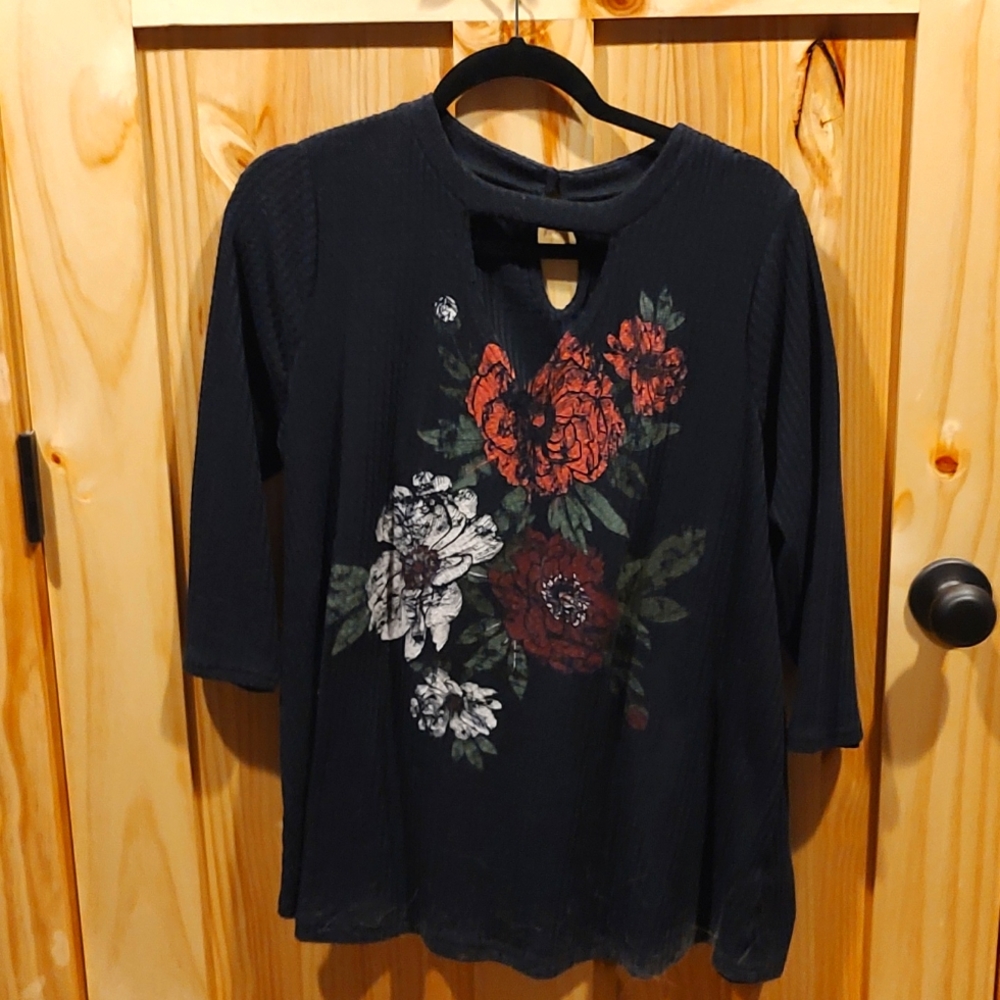 Black with red flowers shirt
